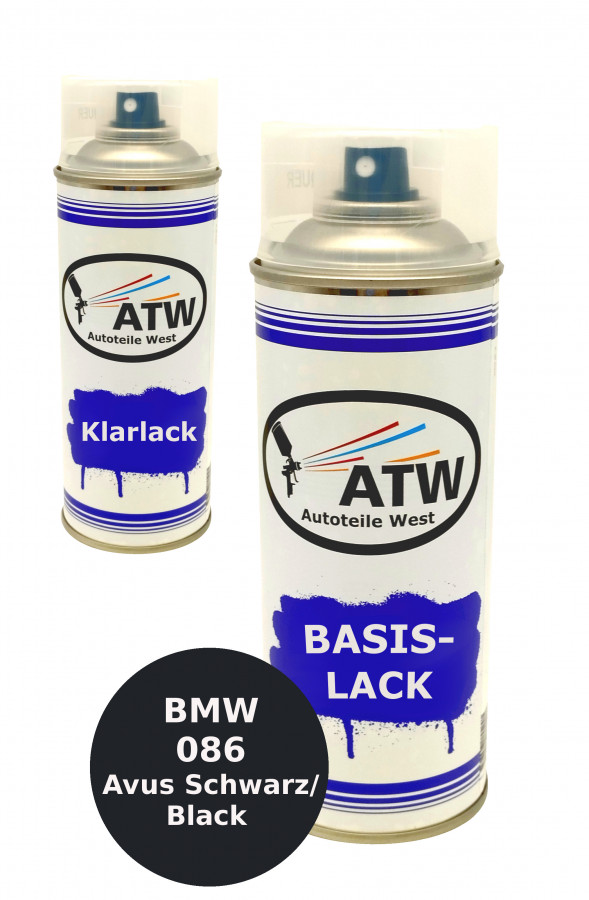 Autolack für BMW 086 Avus Schwarz / Black +400ml Klarlack Set